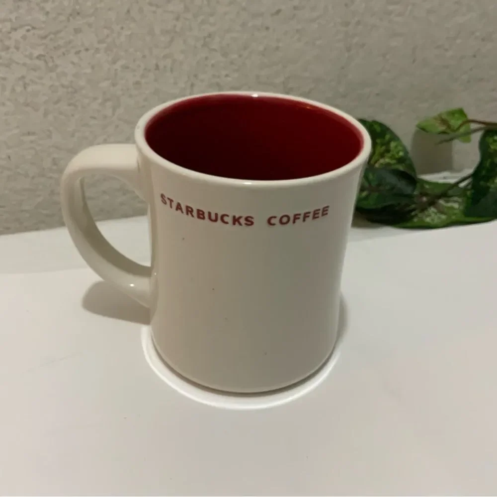 Starbucks 2008 Embossed Red Dove White Coffee/Tea Mug 12 oz